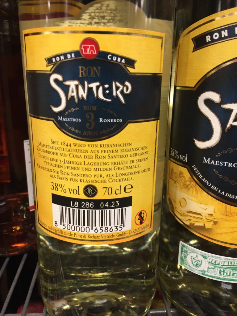 Santero Rum Pabst Richarz Herstellerangaben REWE